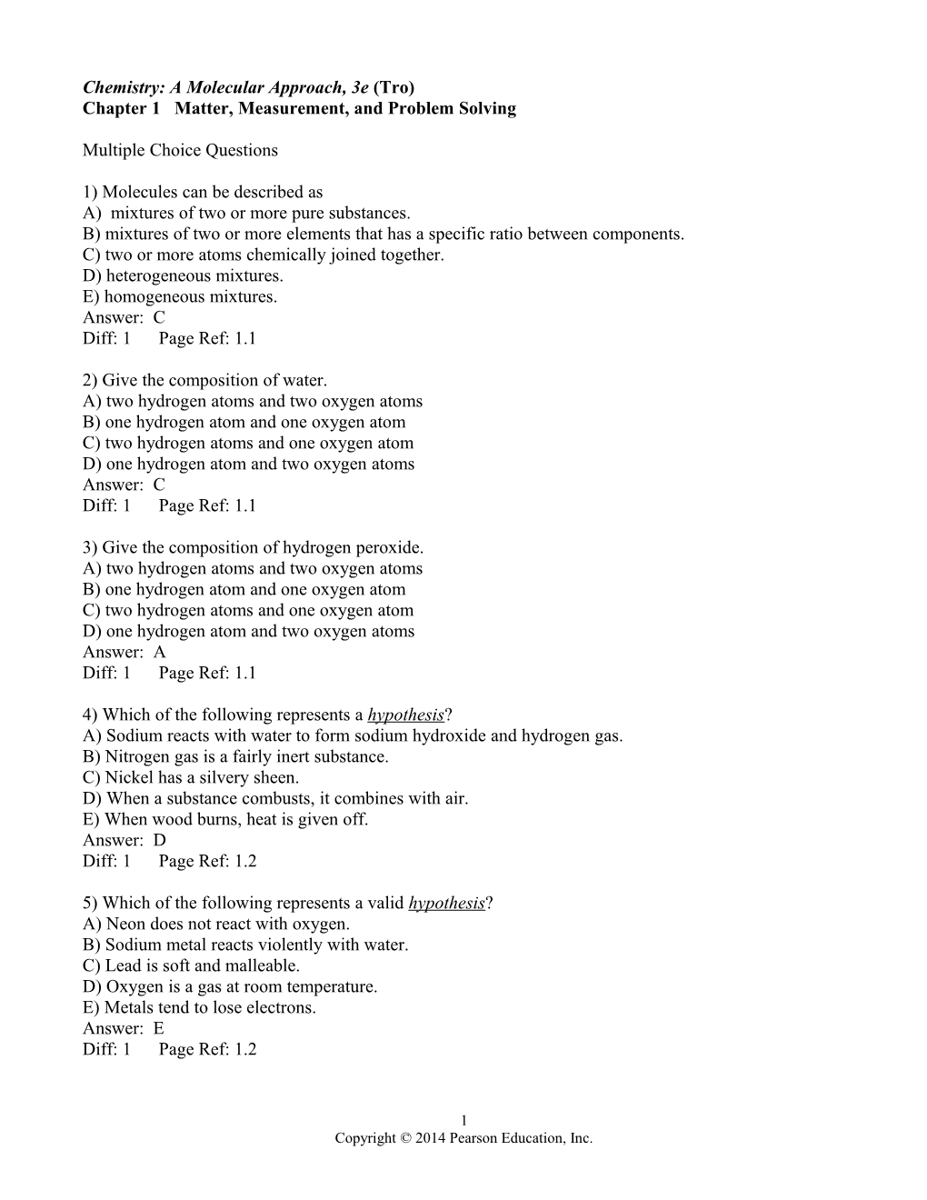 Chemistry: a Molecular Approach, 3E (Tro)