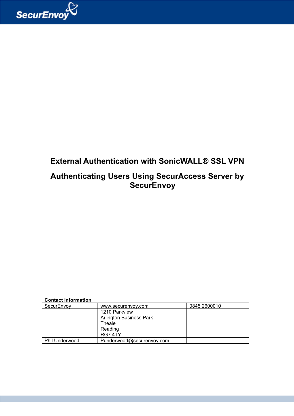 External Authentication with Sonicwall SSL VPN