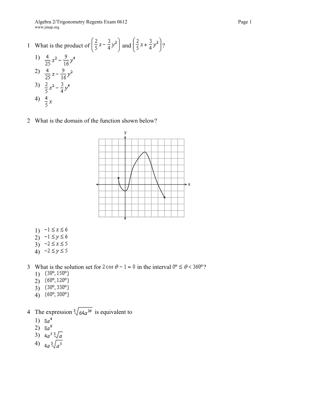 Algebra 2/Trigonometry Regents Exam 0612Page 1