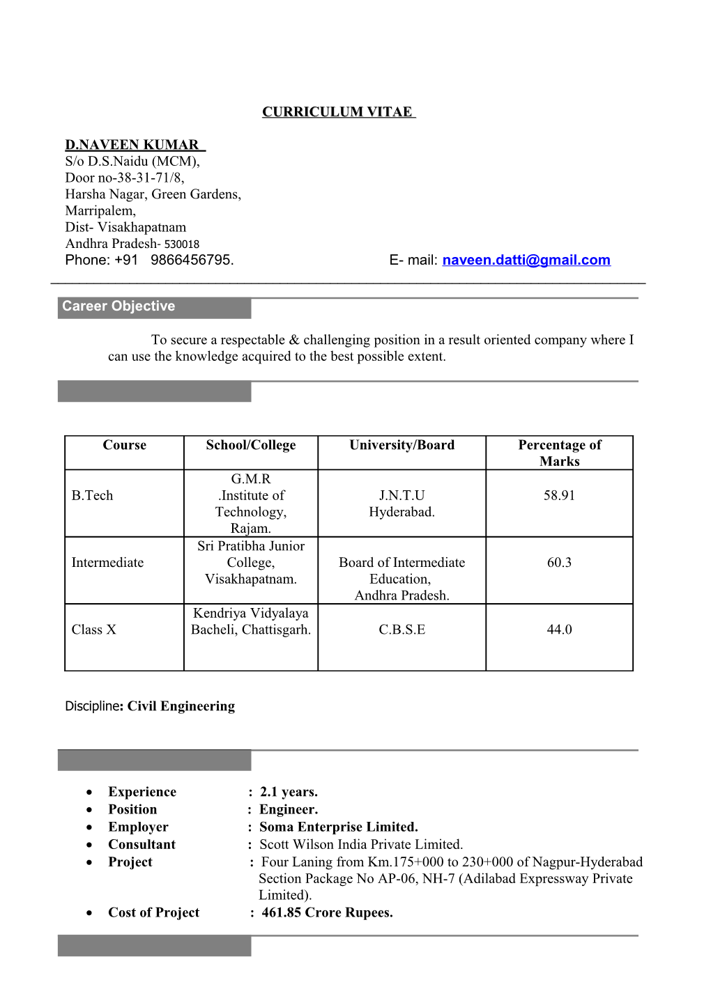 Prepare a Resume Or Curriculum Vitae (Up to 50 Lines) for Use by the Admissions Committee