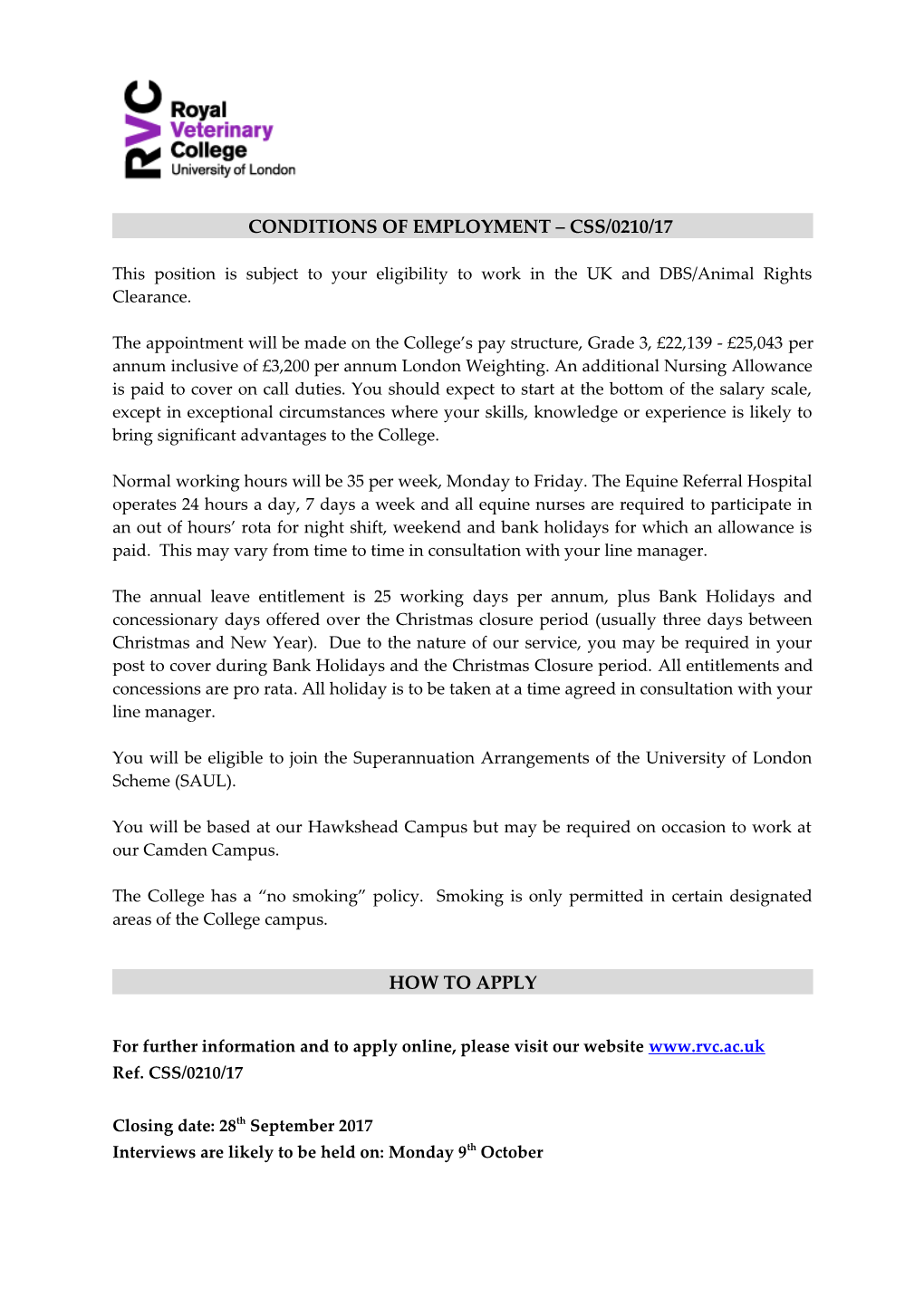 Conditions of Employment Css/0210/17