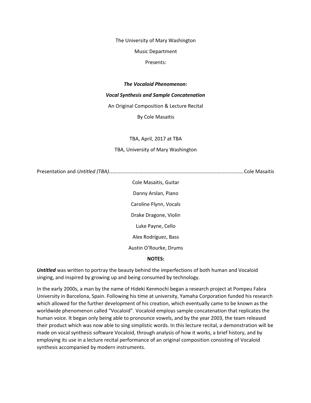 Vocal Synthesis and Sample Concatenation