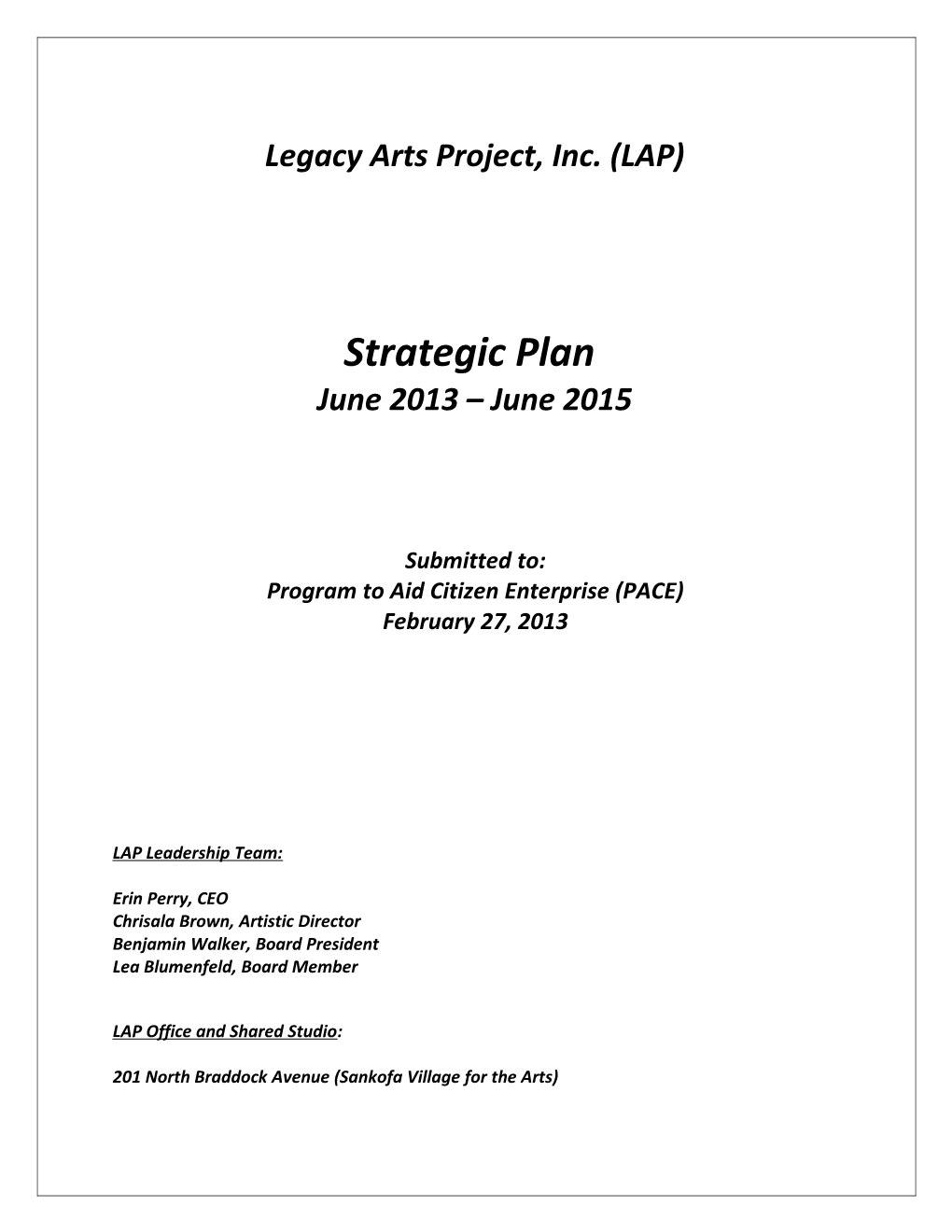 Legacy Arts Project, Inc. (LAP)