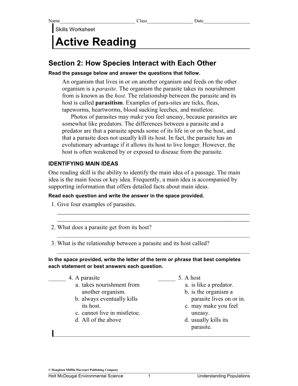 Section 2: How Species Interact with Each Other