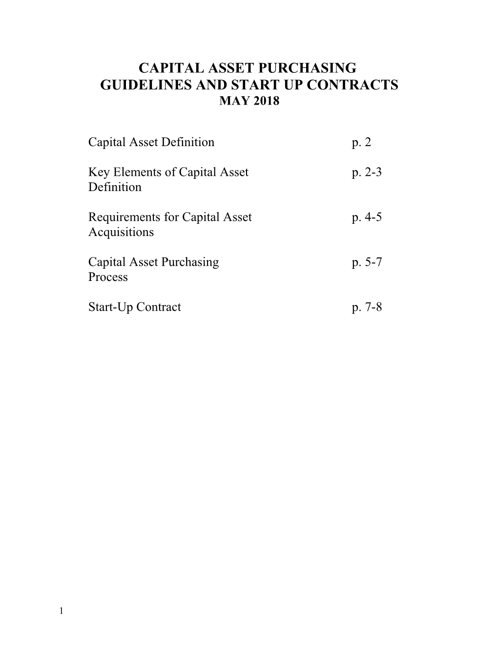 Guidelines and Start up Contracts