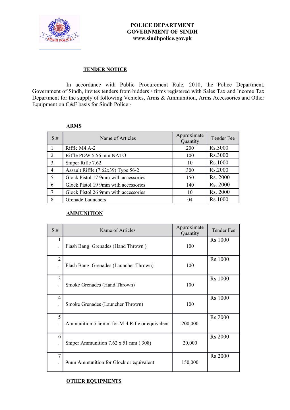 Tender Notice