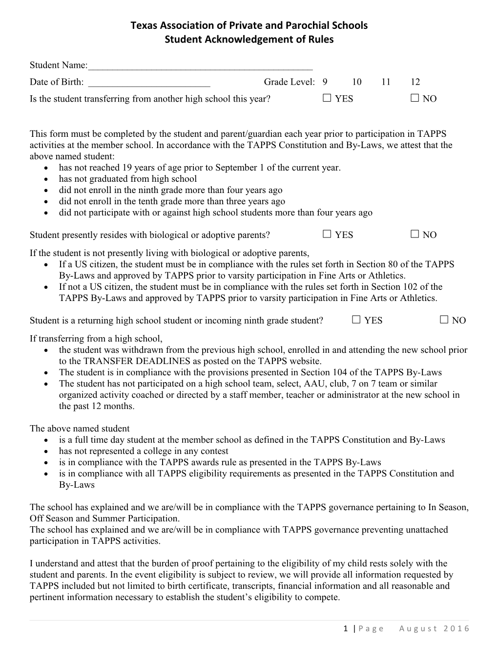 Texas Association of Private and Parochial Schools