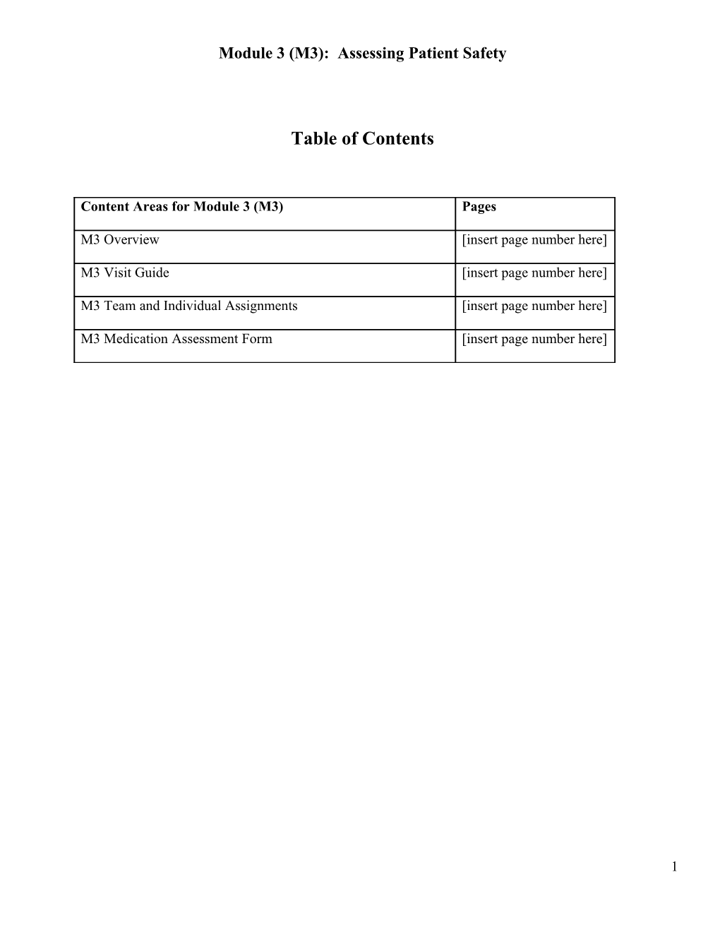 Module 3: Assessing Patient Safety