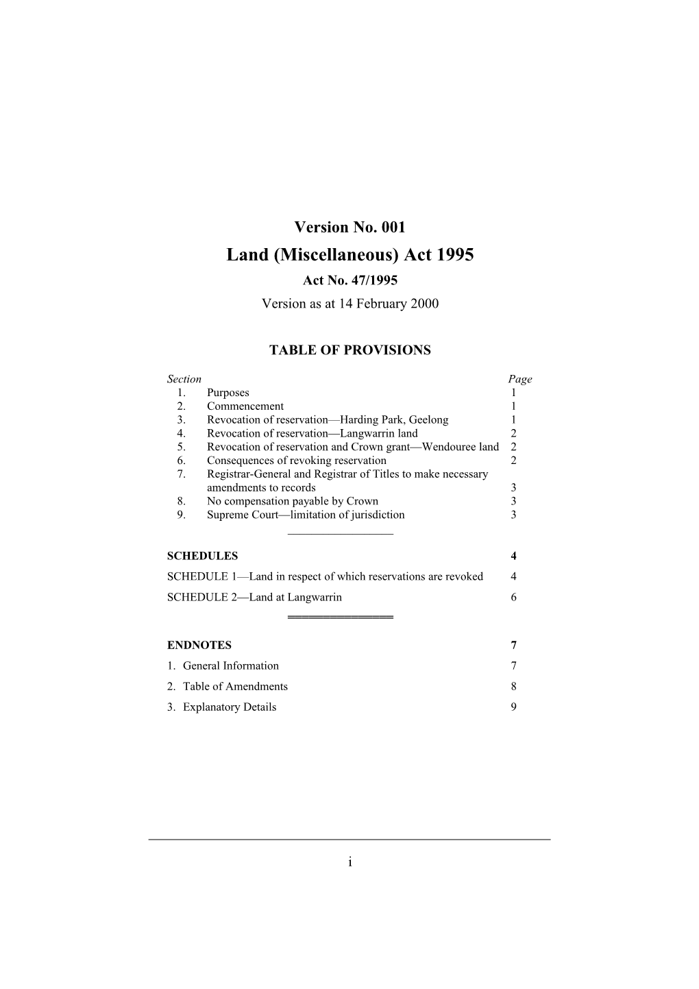 Land (Miscellaneous) Act 1995