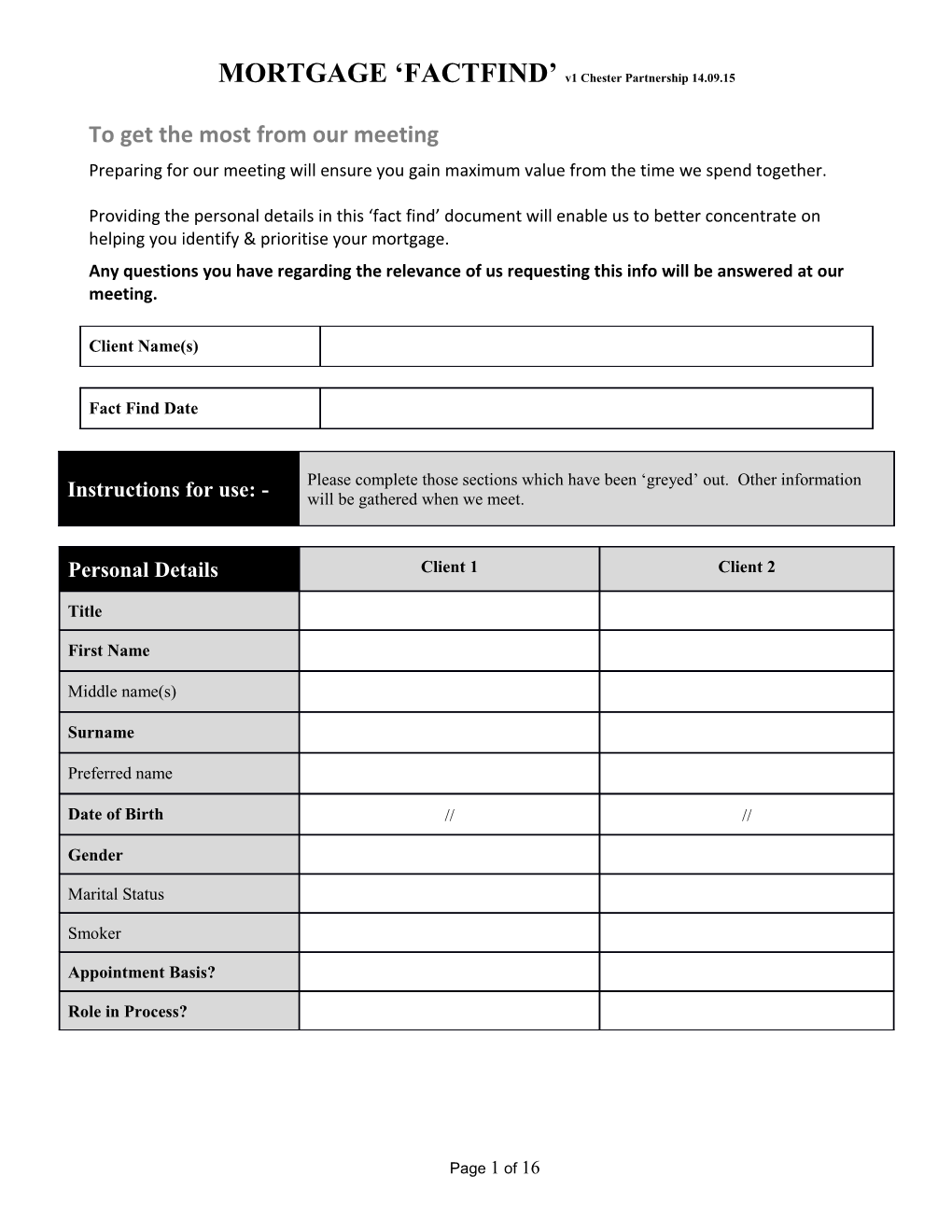 MORTGAGE FACTFIND V1 Chester Partnership 14.09.15