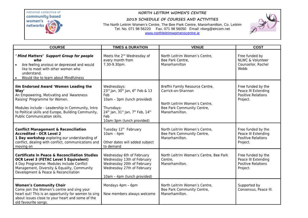 North Leitrim Women S Centre