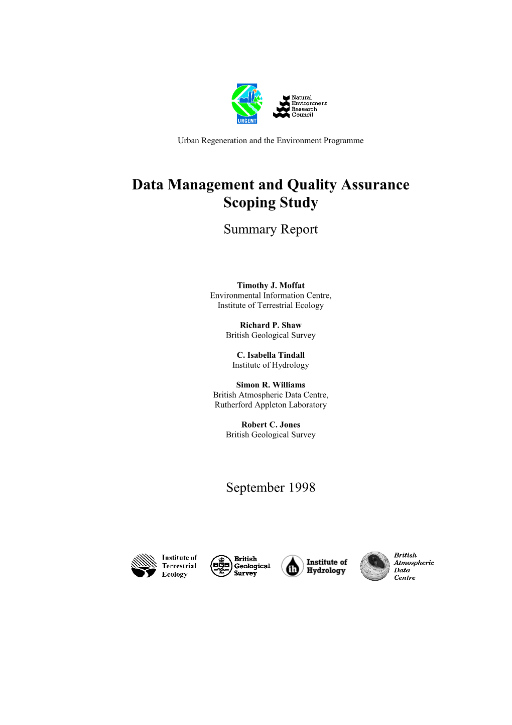 URGENT Data Management and Quality Assurance Scoping Study