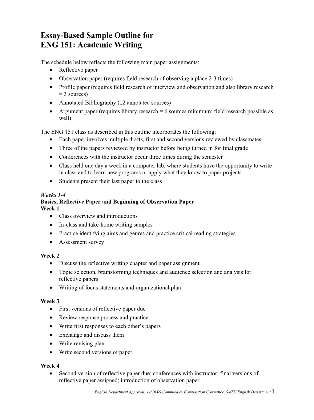 Essay-Based Sample Outline For