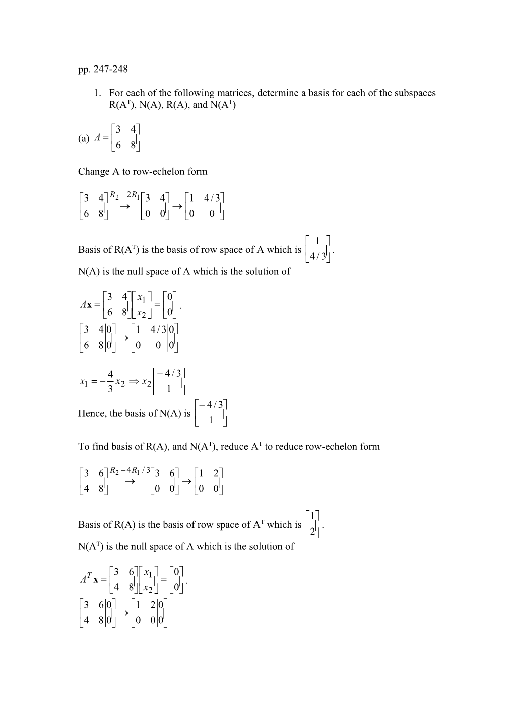 Change a to Row-Echelon Form