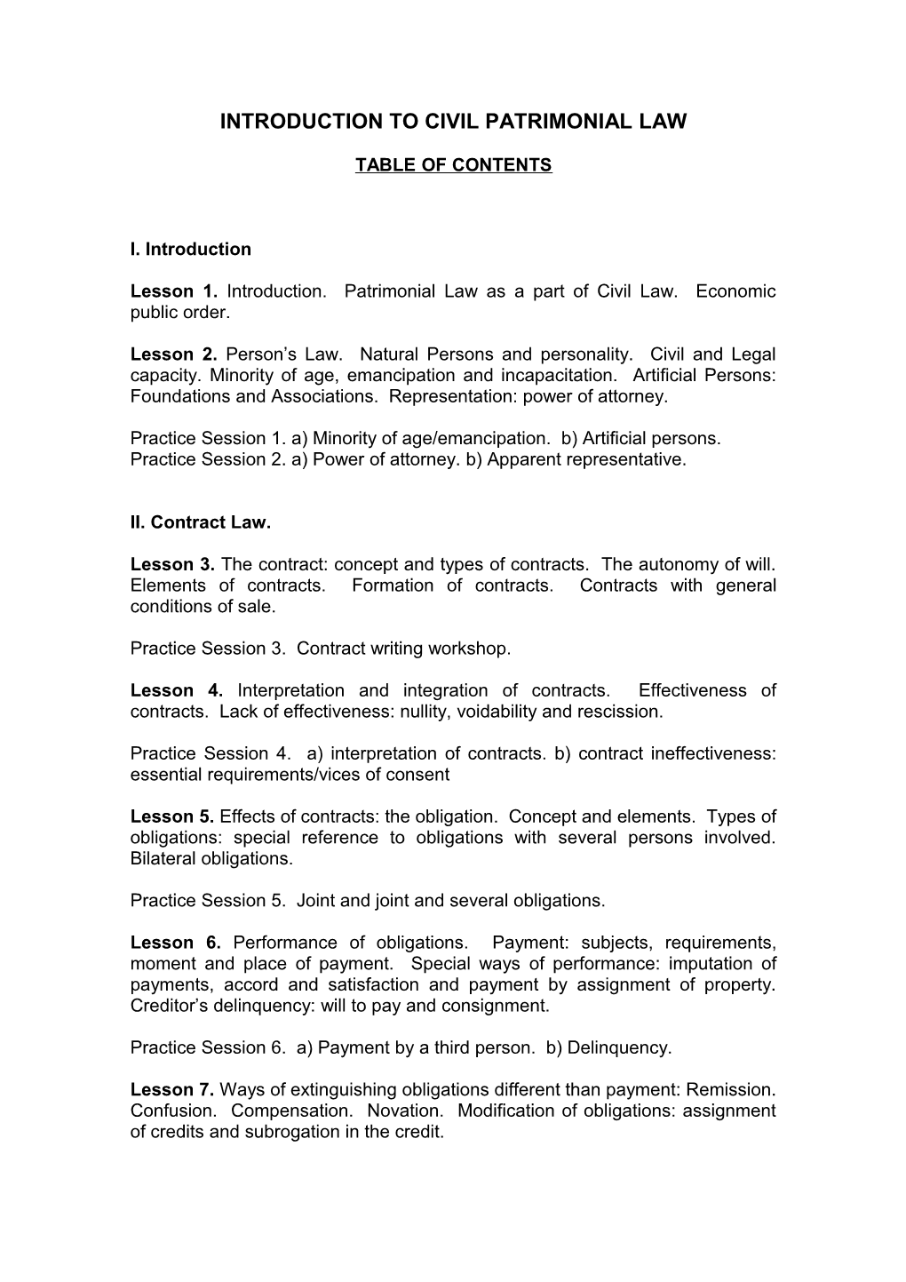 Introduction to Civil Patrimonial Law