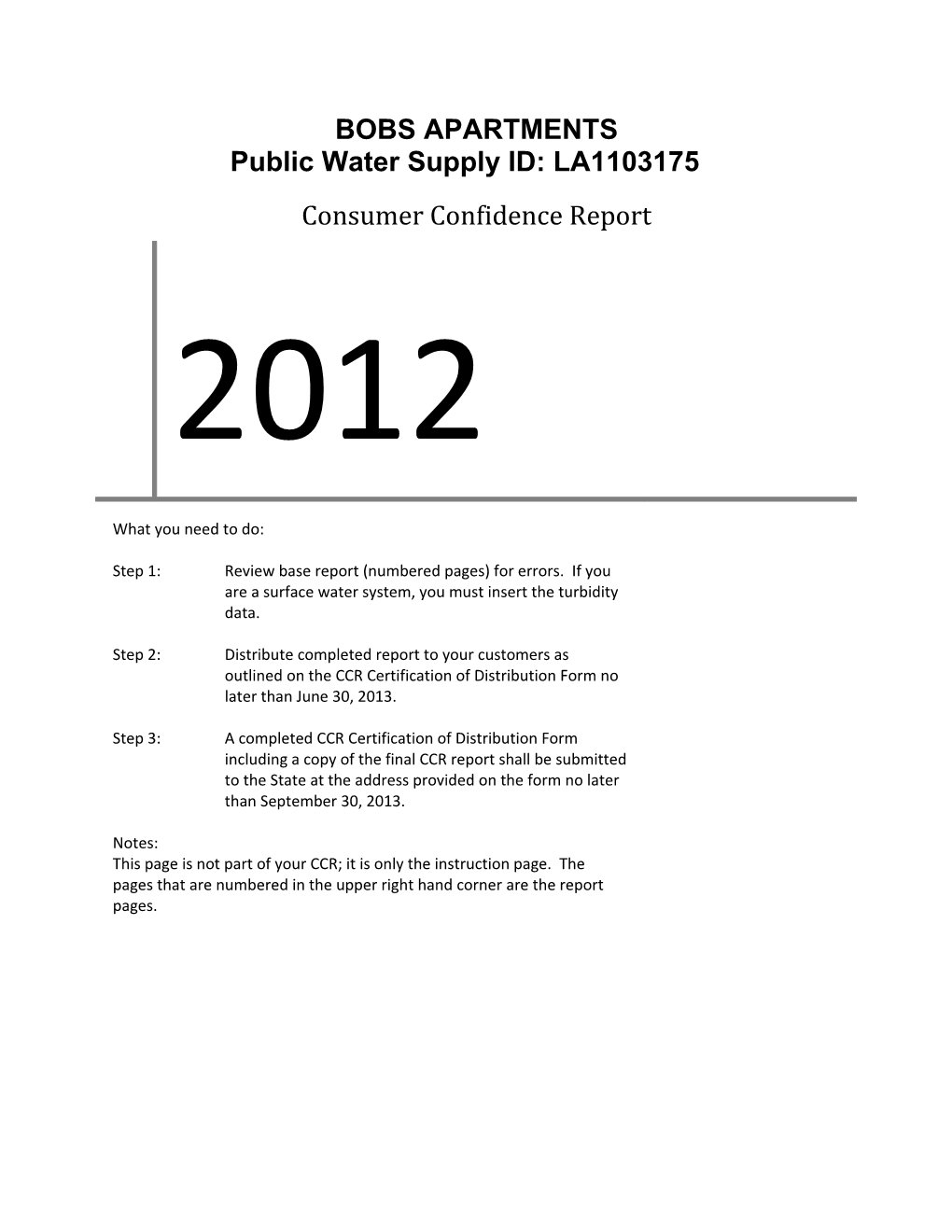 Public Water Supply ID: LA1103175