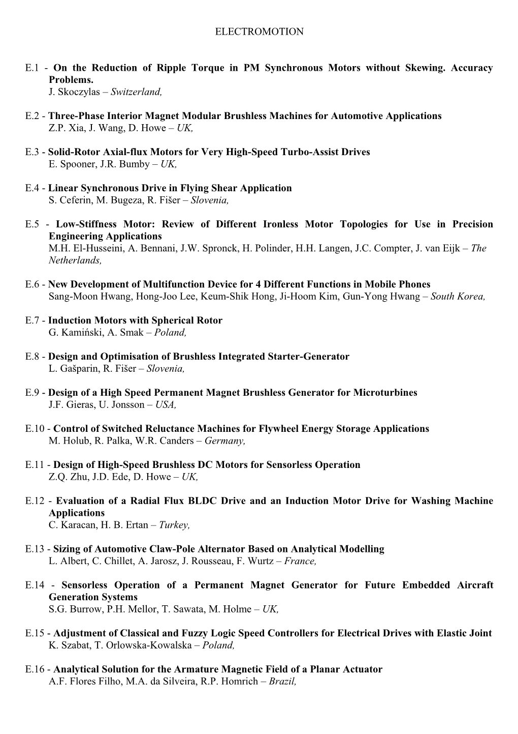 E.1 - on the Reduction of Ripple Torque in PM Synchronous Motors Without Skewing. Accuracy