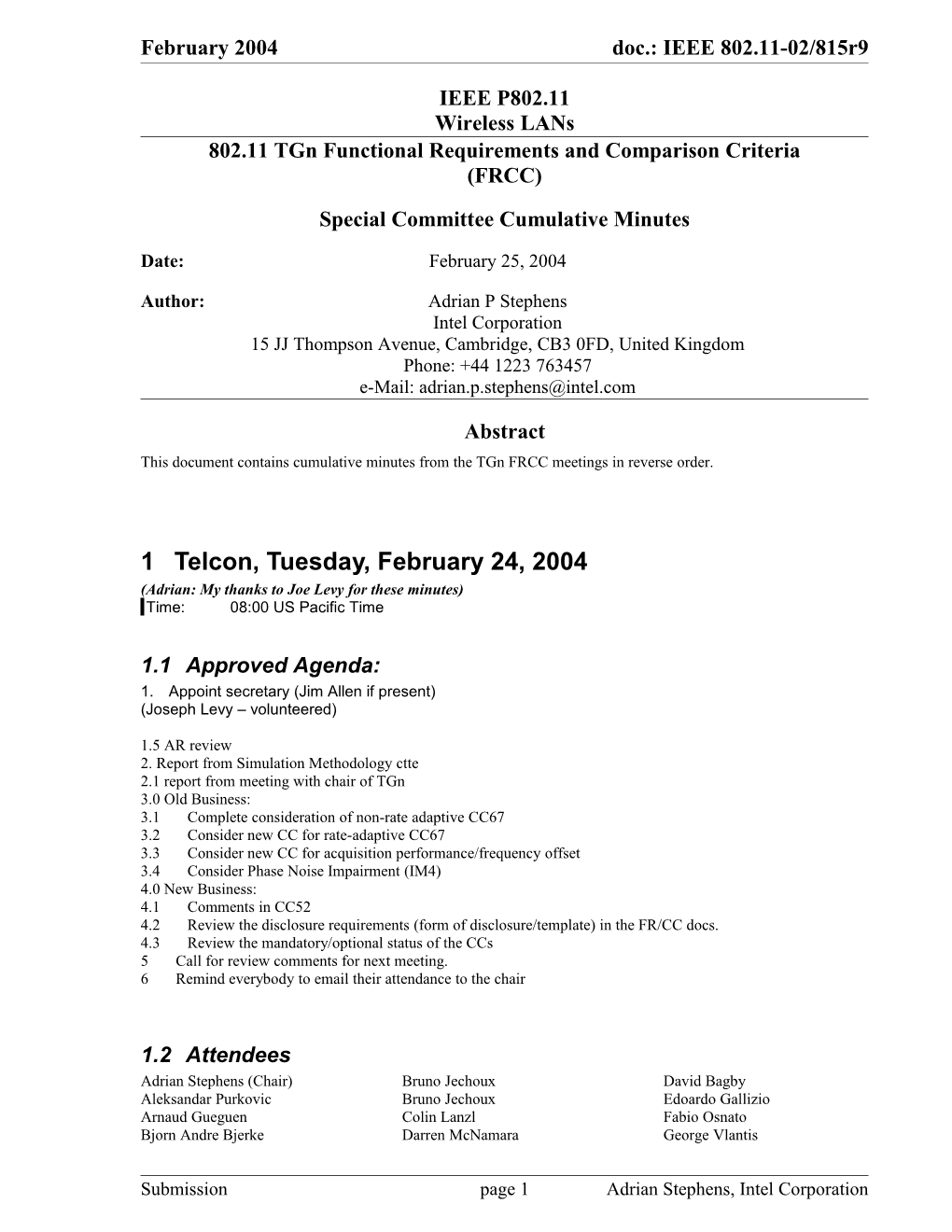 802.11 Tgn Functional Requirements and Comparison Criteria (FRCC)