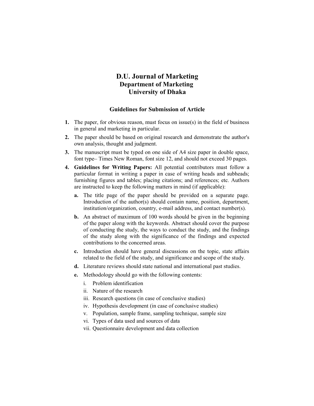 Guidelines for Submission of Article