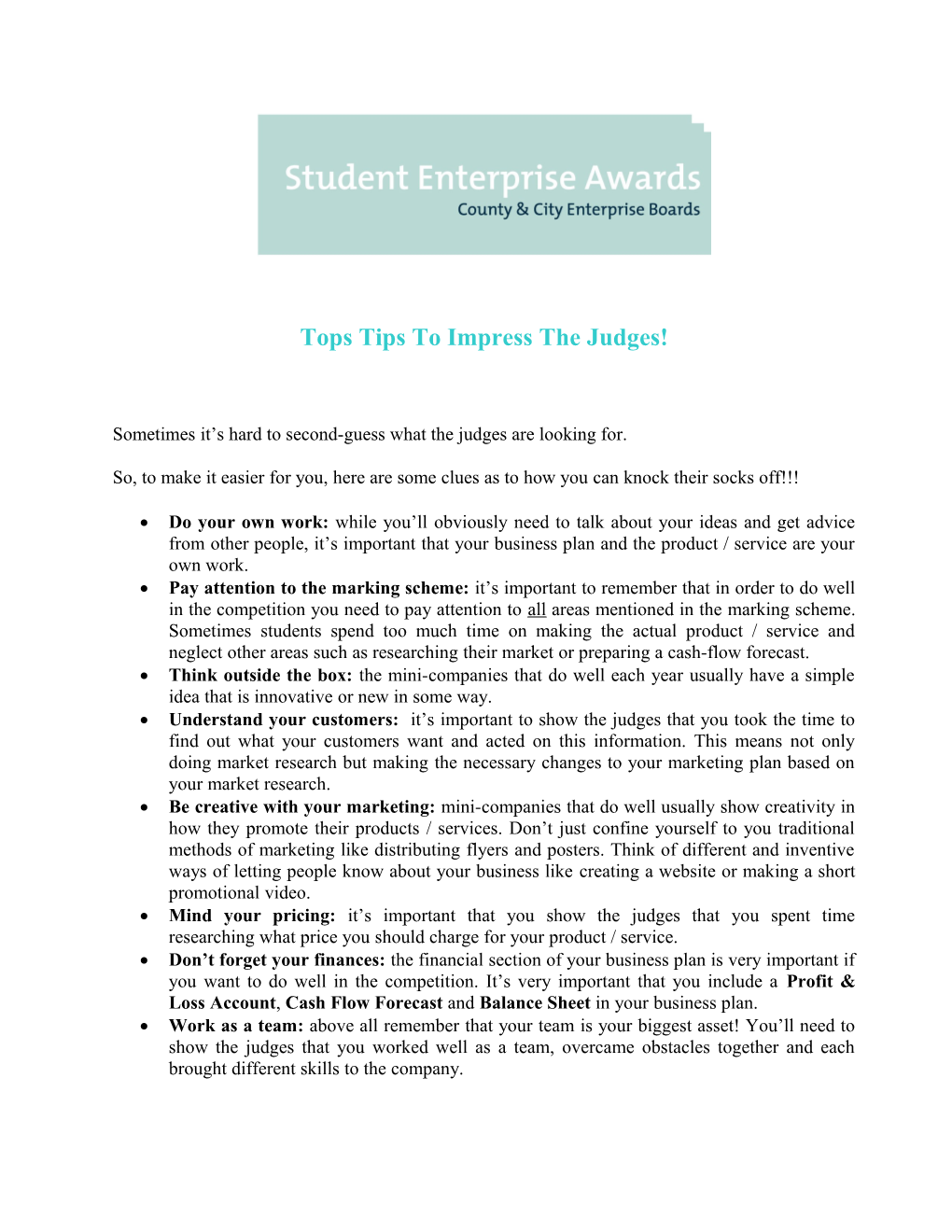 Tops Tips to Impress the Judges!