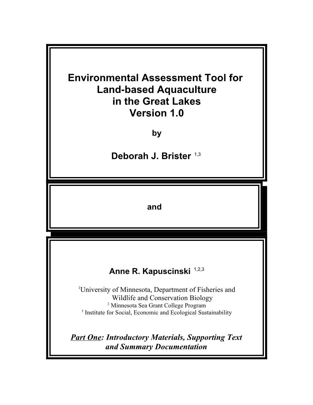 Environmental Assessment Tool for Land-Based Aquaculture in the Great Lakes