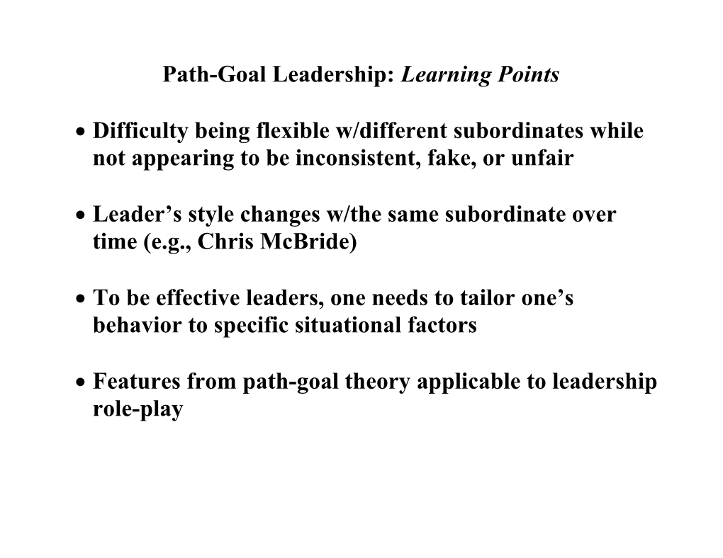 Path-Goal Leader Role-Play