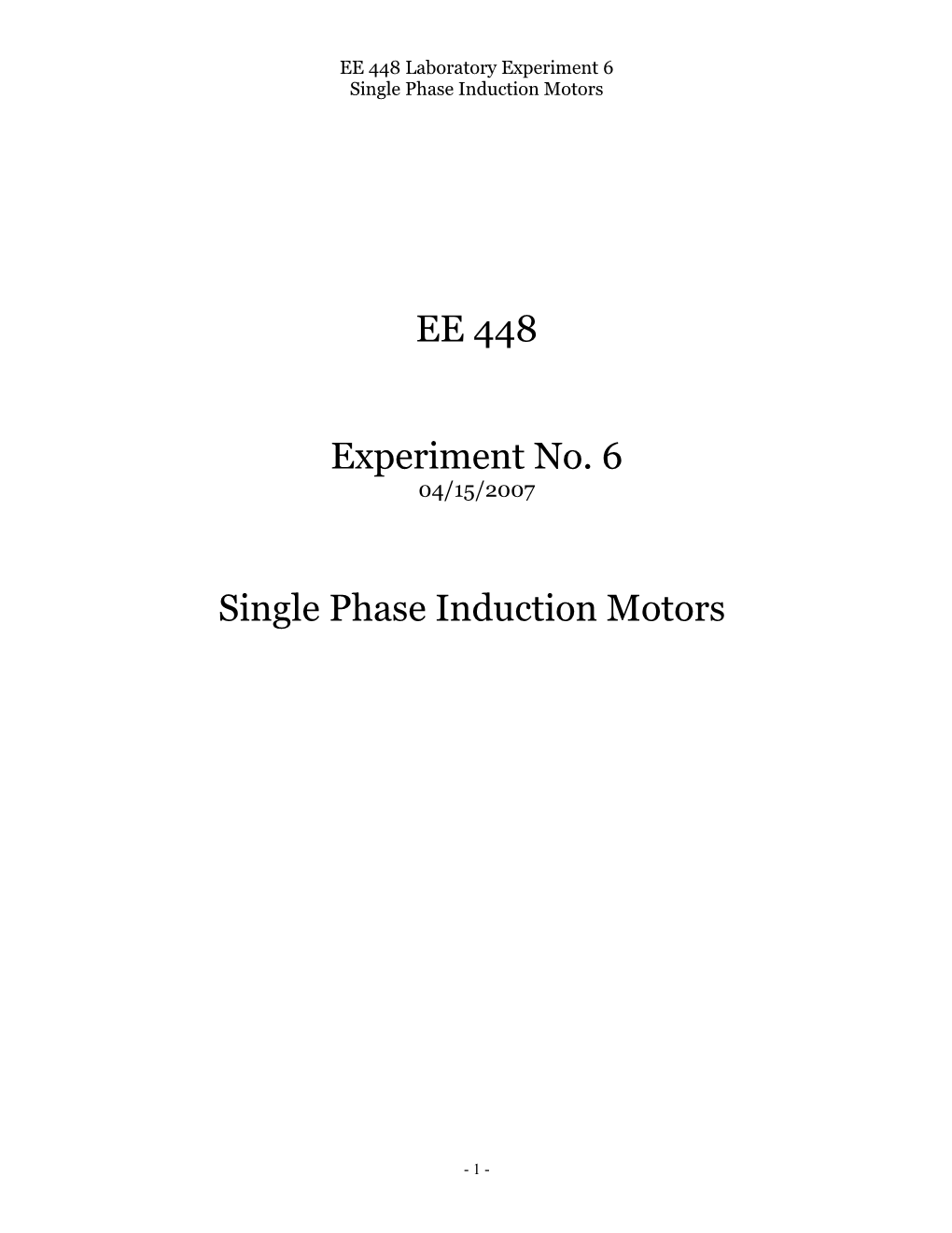 Single Phase Induction Motors