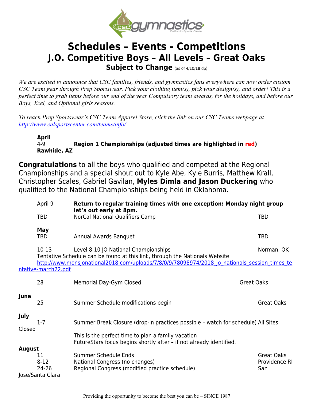 J.O. Competitive Boys All Levels Great Oaks