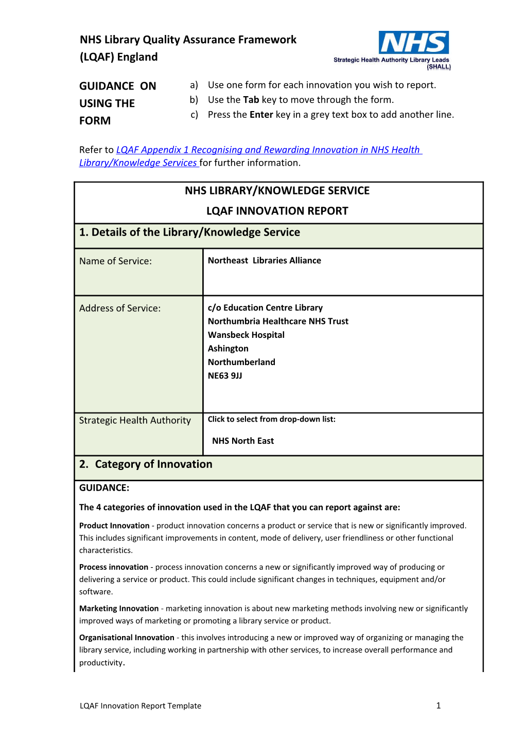 LQAF Innovation Report Template 1