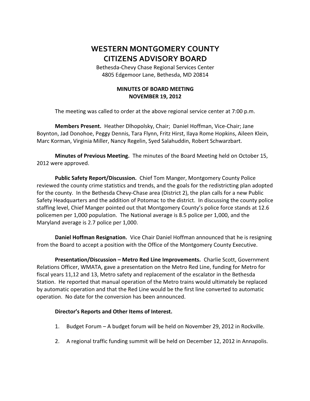 Western Montgomery County Citizens Advisory Board