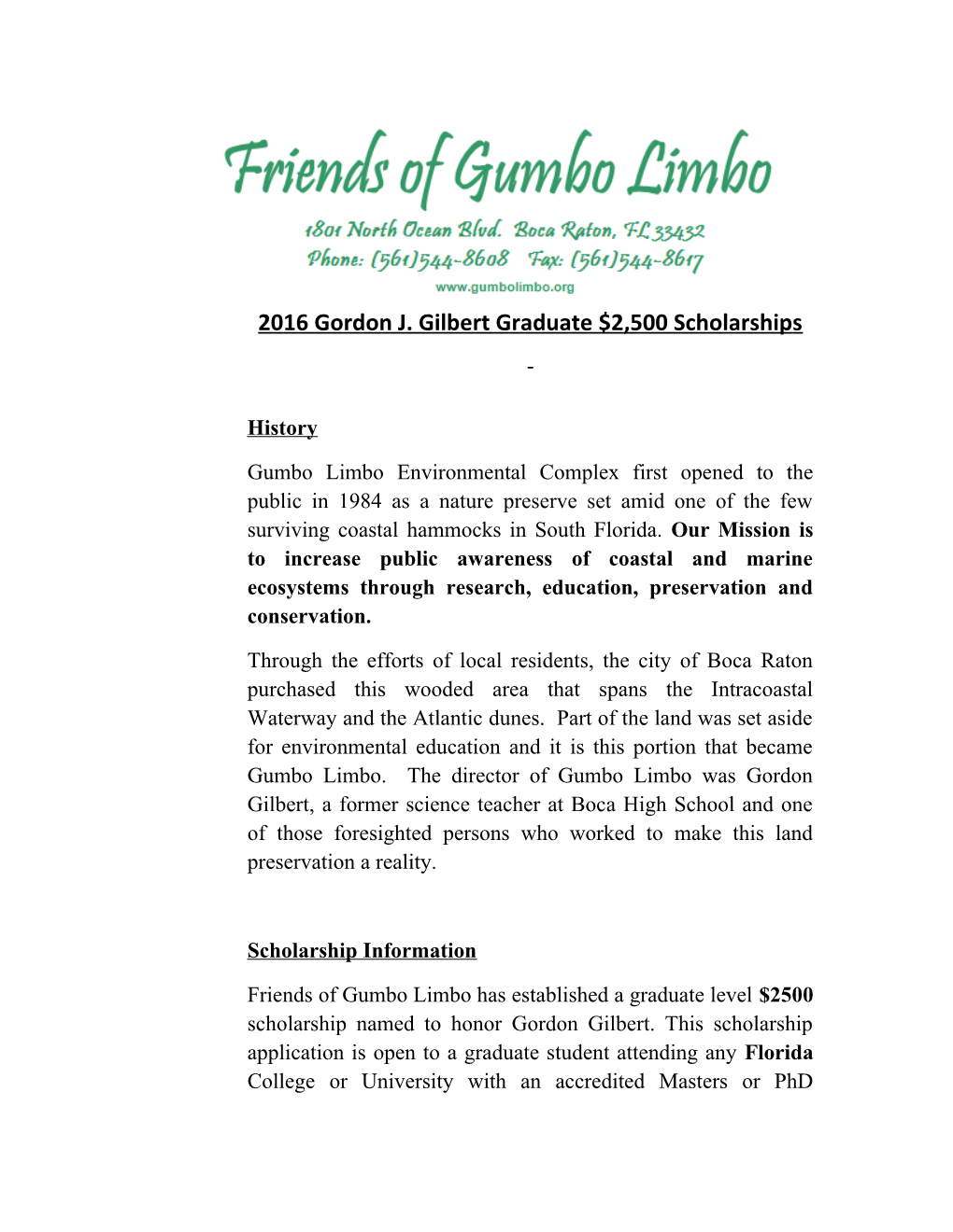 The Friends of Gumbo Limbo