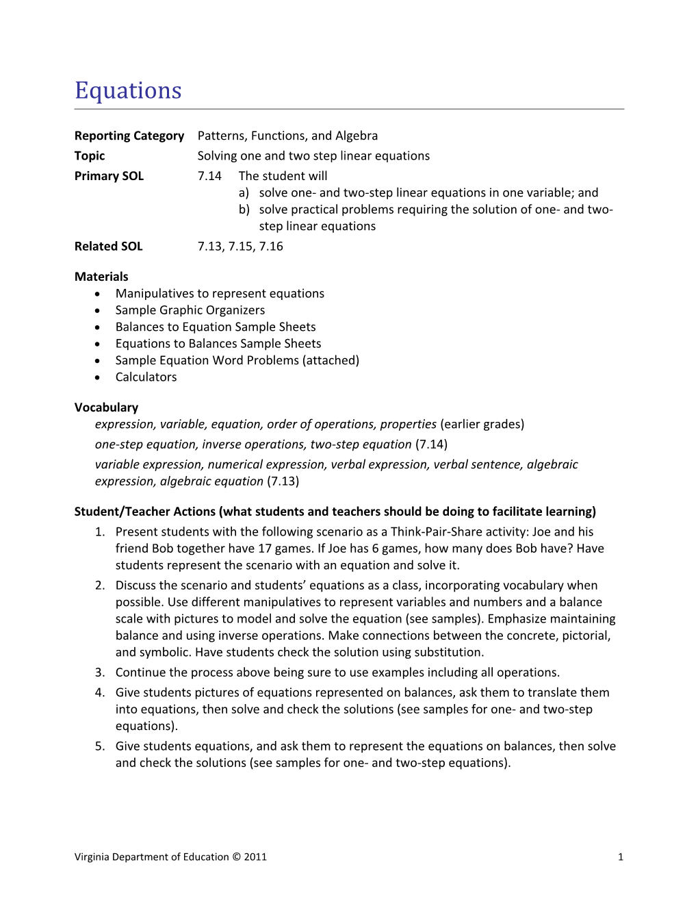 Reporting Category Patterns, Functions, and Algebra