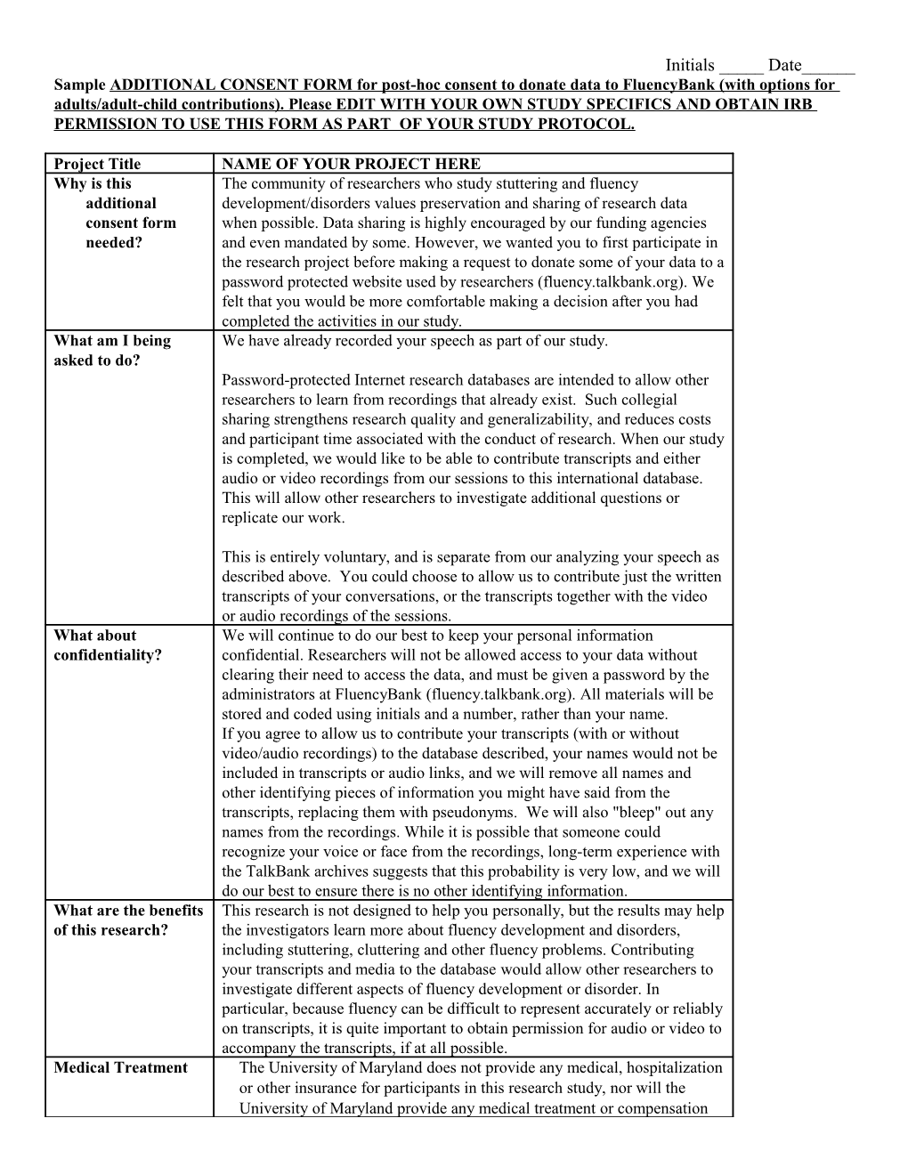 Why Is This Additional Consent Form Needed?