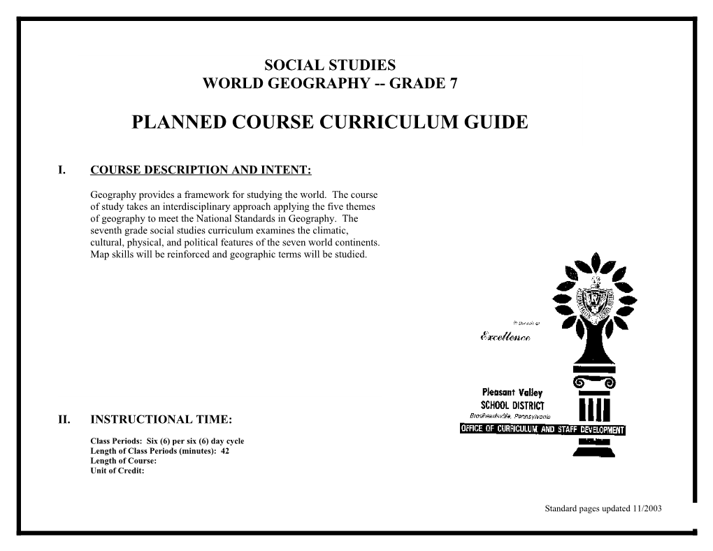 Learning Outcomes/Standards and Content/Activities