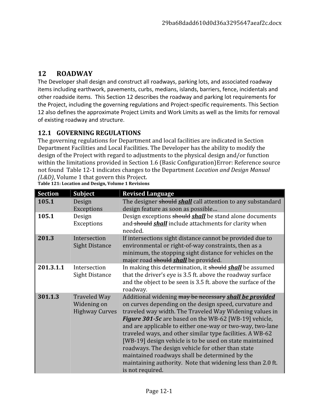 CCG2 Project Scope Section 12 Roadway IR Draft