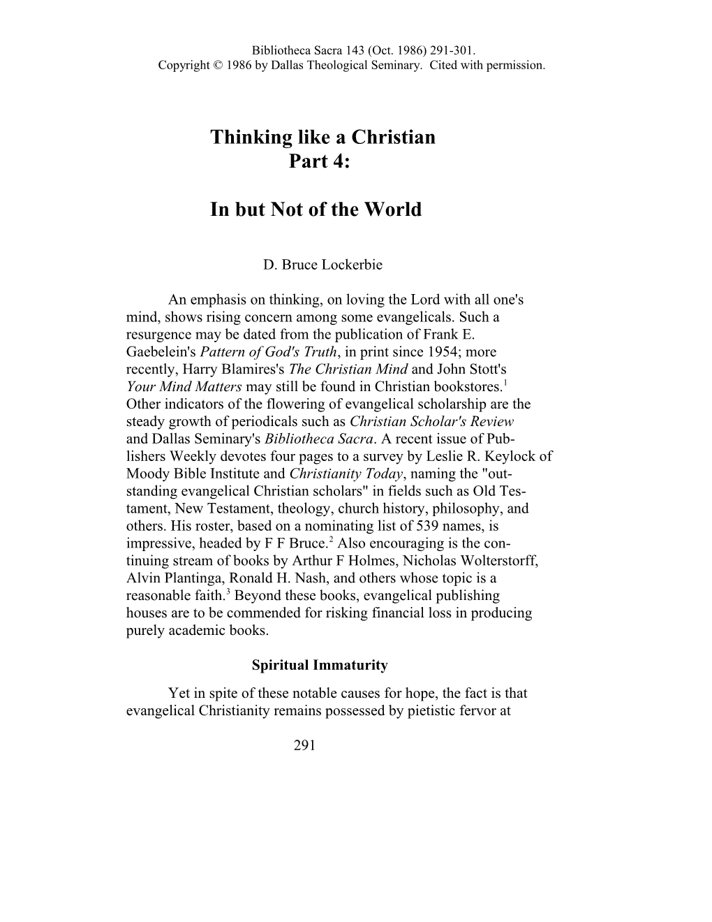 Thinking Like a Christian