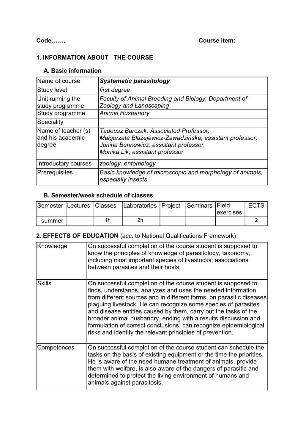 1. Information About the Course