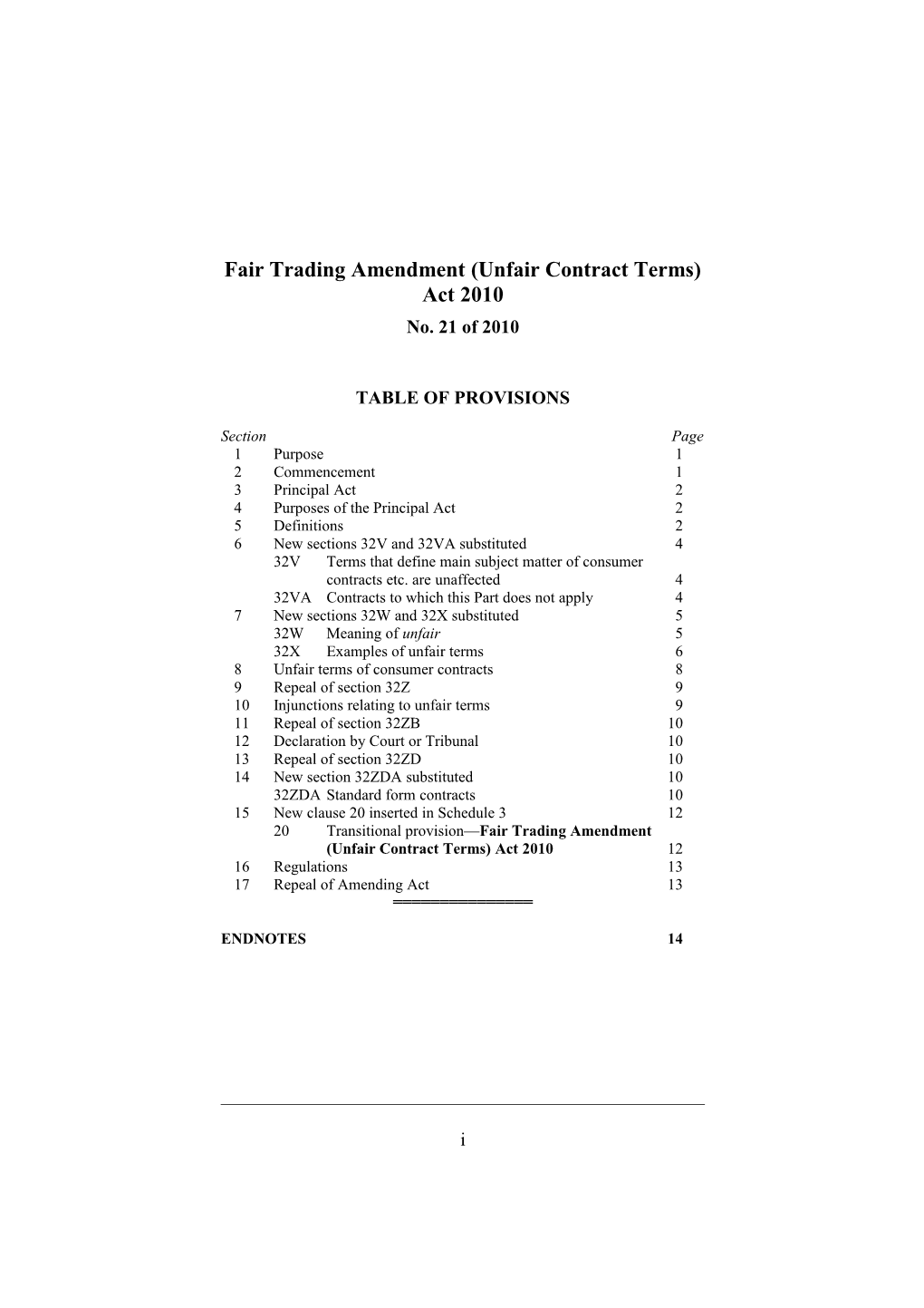 Fair Trading Amendment (Unfair Contract Terms) Act 2010