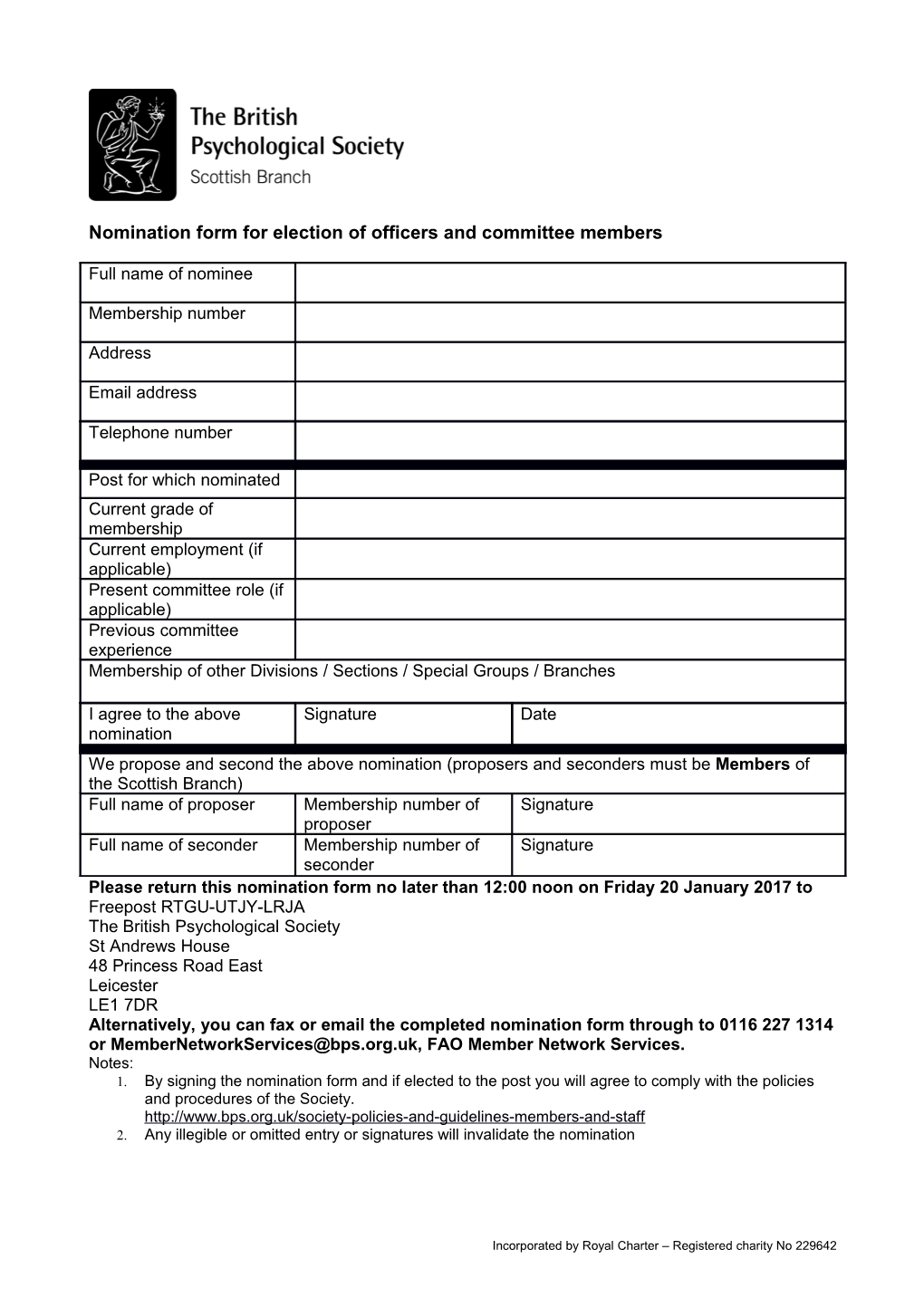 Scottish Branch Nomination Form 2017