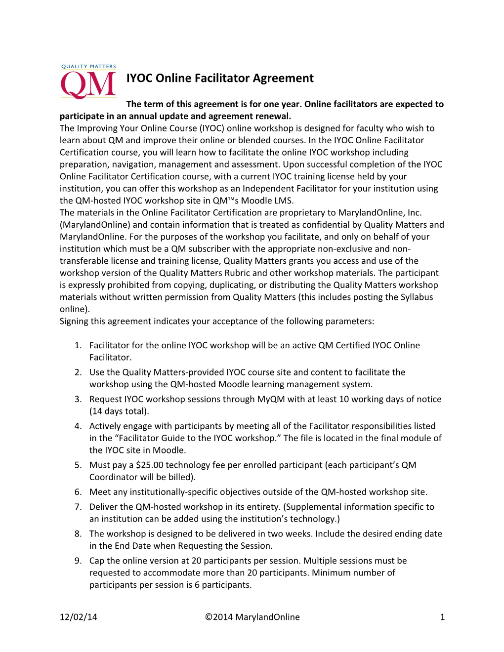 IYOC Online Facilitator Agreement