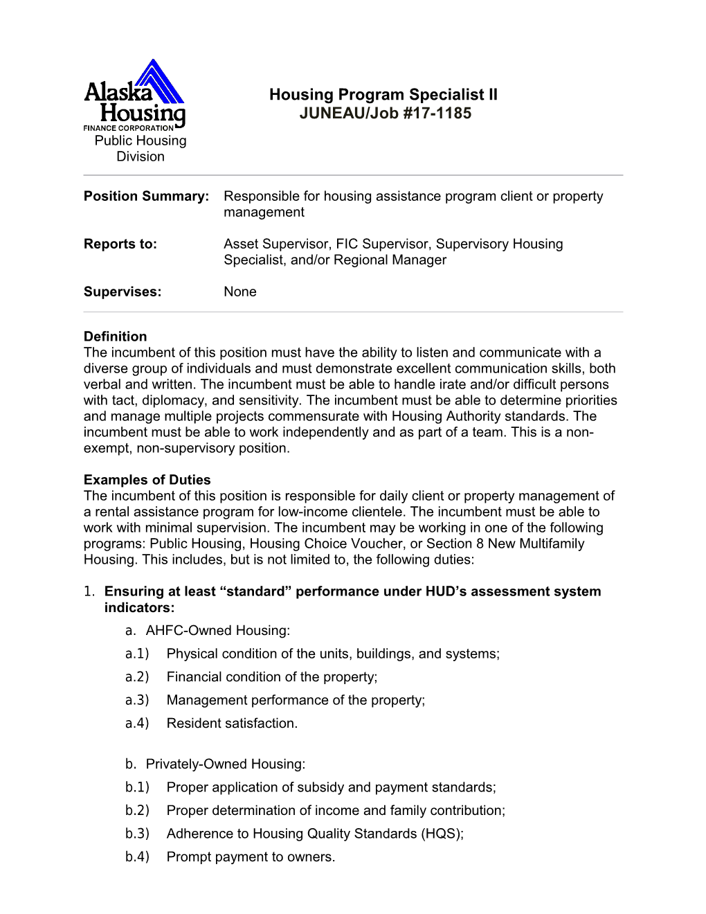 Housing Program Specialist II