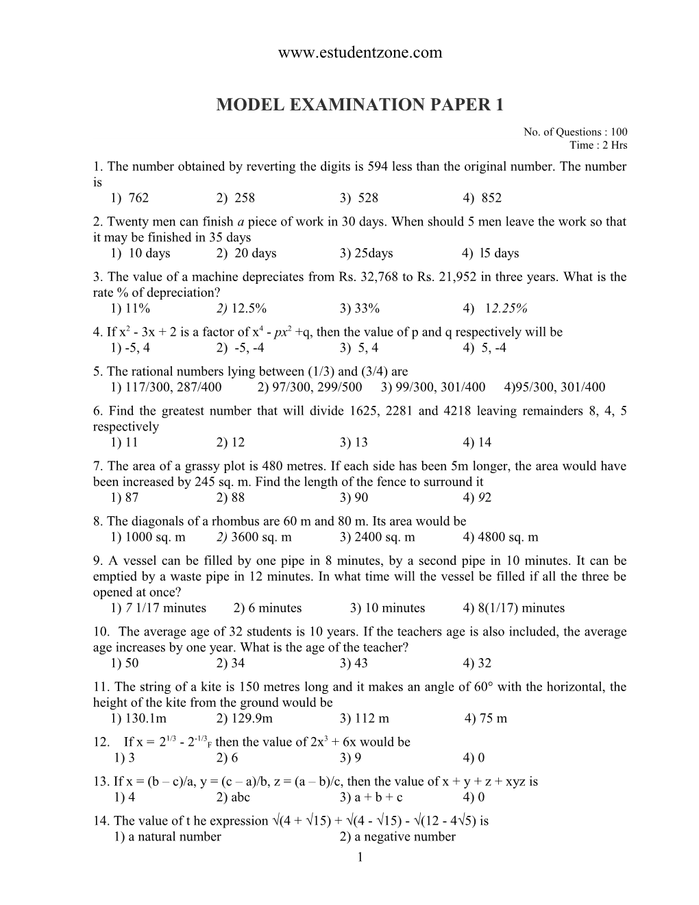 Mca Eqo5 - Examination Paper