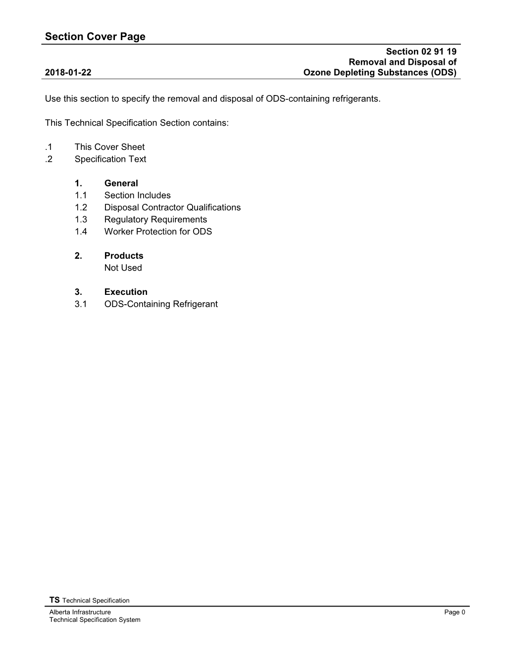 02 91 19 (13290) - Removal and Disposal of Chlorofluorocarbons (CFC's)