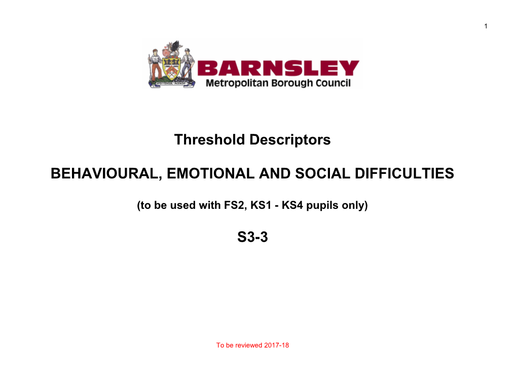 Behavioural, Emotional and Social Difficulties