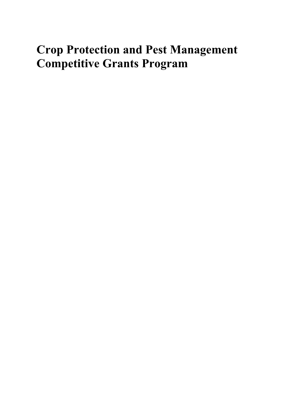 Crop Protection and Pest Management Competitive Grants Program