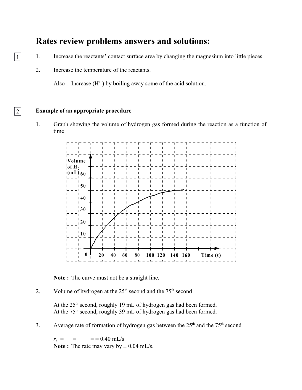 Rates Review Problems Answers and Solutions