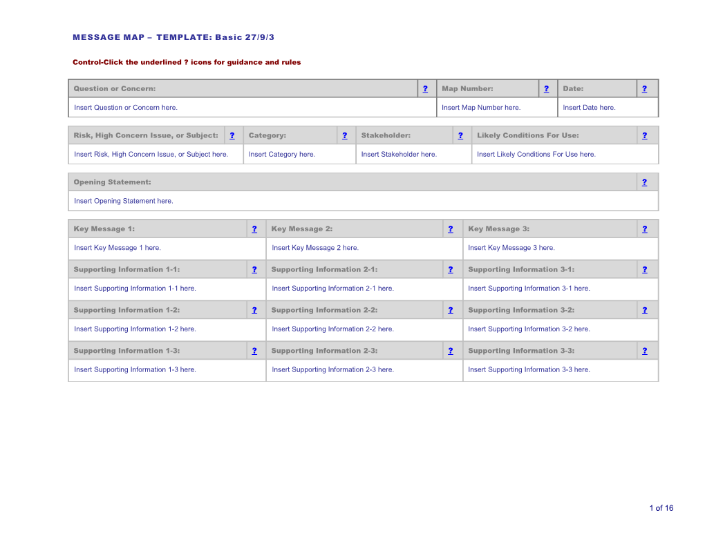 MESSAGE MAP TEMPLATE: Basic 27/9/3