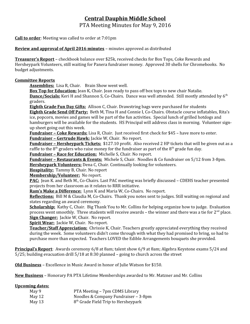 West Hanover Pta Meeting Agenda 2008-2009 s1