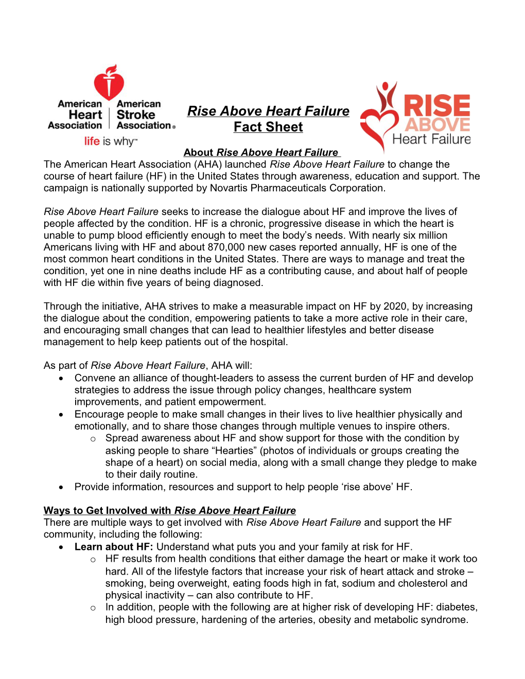 Rise Above Heart Failurefact Sheet