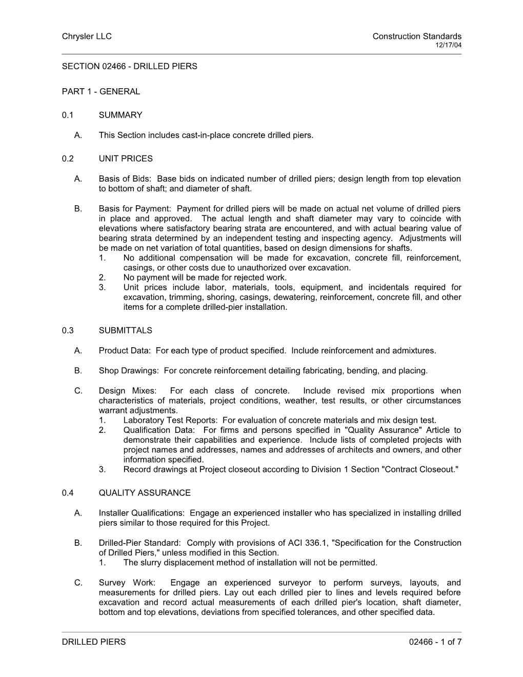 Section 02466 - Drilled Piers